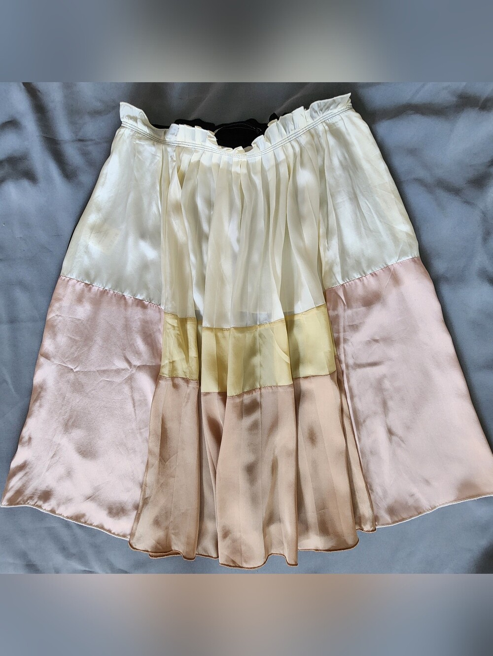 Aquilano.Rimondi Italian Luxury Pastel Satin Pleated Flare Skirt